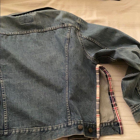 Levis denim jacket with custom plaid detail - Picture 3 of 5